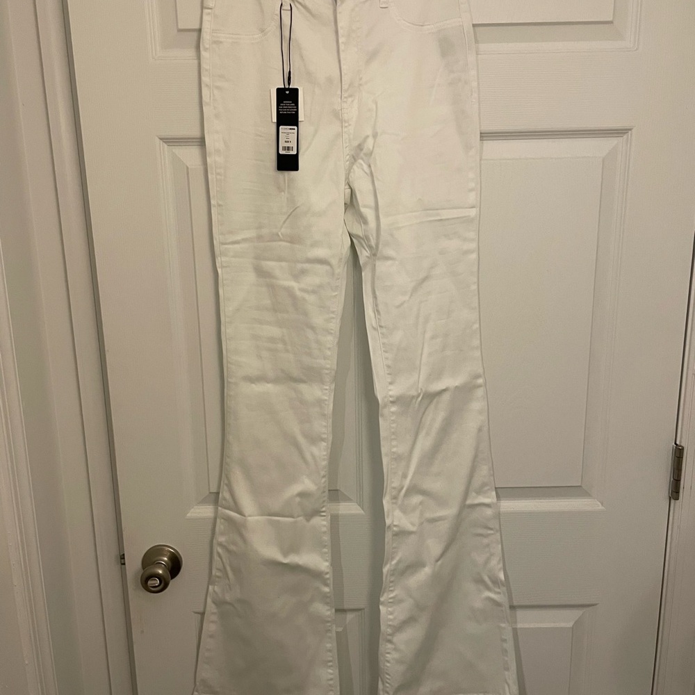 Fashion Nova Crisp White Flare Jeans